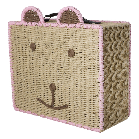 Rice Koffer - 40x34 cm - Naturel/Roze m. Beer - Rice - OneSize - Koffers