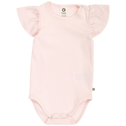 Müsli Romper s/s - Rib - Cozy Ik Frill - Primrose - Müsli - 74 - Rompers Korte Mouw