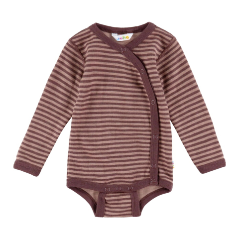 Joha Wikkelromper l/s - Wol - Rose m. Strepen - Joha - 60 - Rompers Lange Mouw