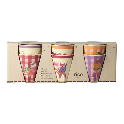 Rice Bekers - Melamine - 6 st. - 160 ml - Hero Print/Roze - Rice - OneSize - Bekers