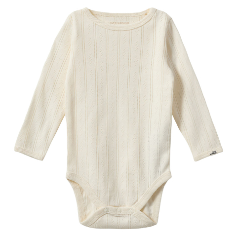 Sofie Schnoor Romper l/s - DicteSB - Off White m. Pointelle - Sofie Schnoor - 62 - Rompers Lange Mouw