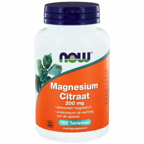 2x NOW Magnesium Citrate 200mg 100 tabletten