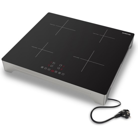 Inventum VKI6010ZIL - Vrijstaande inductie kookplaat - 4 kookzones - 1-fase plug & play - Zilver/Zwart