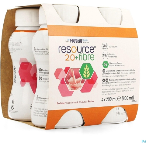 Nestlé Resource 2.0 Fibre Aardbei | 4 x 200 ml