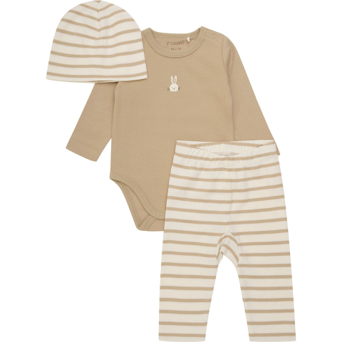 Fixoni Set - Leggings/Muts/Romper l/s - Sesam - Fixoni - 68 - Rompers Lange Mouw