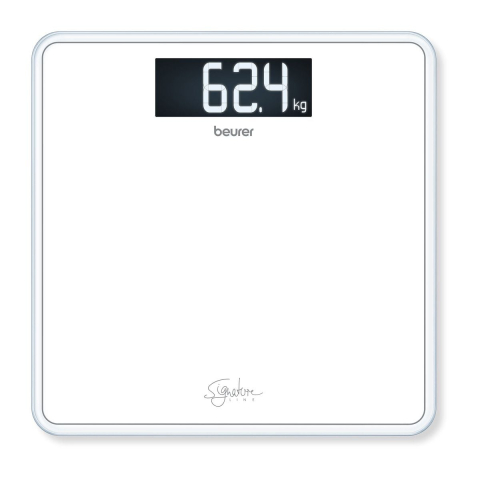 Beurer GS 400 SignatureLine White Personenweegschaal - Tot 200 kg - Digitaal – Verlicht LCD display – Veiligheidsglas – 31 x 31 cm - Quick Start – Incl. batterijen - 5 Jaar garantie - Wit