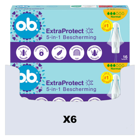 6x o.b. Extra Protect Normal 16 stuks