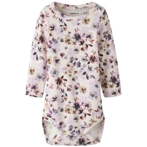Name It Romper l/s - NbfKayla - Calciet/Grape Compote/Boodschapp - Name It - 74 - Rompers Lange Mouw