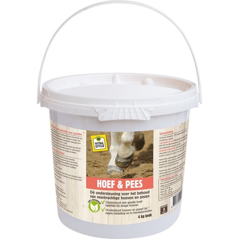 VITALstyle Hoef & Pees - Paarden Supplement - Ondersteunt Het Behoud Van Veerkrachtige Hoeven & Pezen - Met o.a. Silicium & Calcium - 4 kg