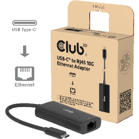 Club 3D CAC-2531 USB-C naar RJ45 10G Ethernet Adapter