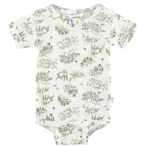 Joha Romper s/s - Wol/Zijde - Off White m. Bomen - Joha - 100 - Rompers Korte Mouw