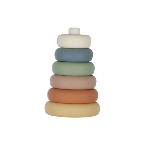 Petit Monkey Stapeltoren - Silicone - Pastel Mix - Petit Monkey - OneSize - Bouwblokken
