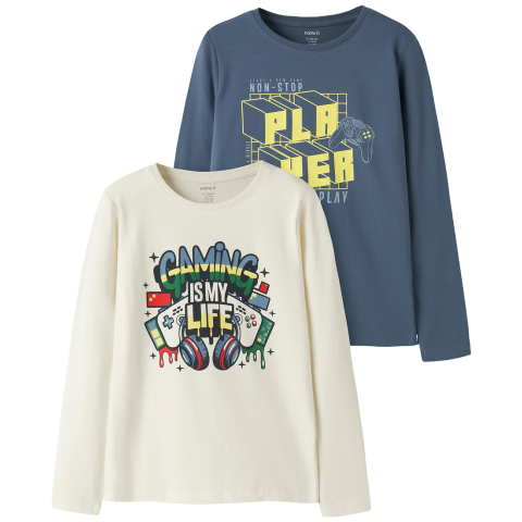 Name It Shirts - 2-pack - NkmVux - Vintage Indigo/Antique White - Name It - 6 jaar (116) - Shirts