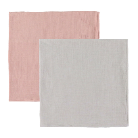 Ooh Noo Hydrofiele Doek - 2-pack - 65x65 cm - Stone Grey & Blush - Ooh Noo - OneSize - Hydrofiele Doeken