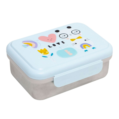 Petit Monkey Broodtrommel - Roestvrij Staal - 1.6 L - Panda Love - Petit Monkey - OneSize - Broodtrommels