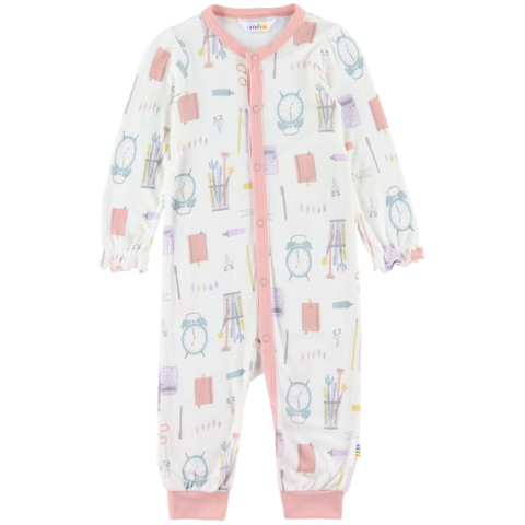 Joha Pyjamapak - Viscose/Bamboe - Off White m. Print - Joha - 100 - Pyjamapakken