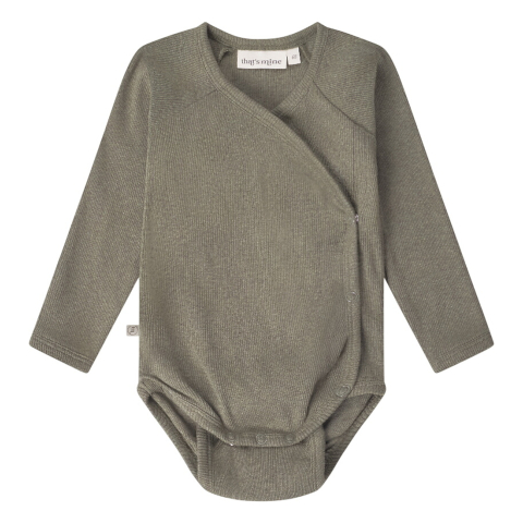 That's Mine Wikkelromper l/s - Rib - Noos - Cala - Green Melange - Thats Mine - 68 - Rompers Lange Mouw