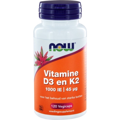 Vitamine D3 1000 IE & Vitamine K2 (120 veggie caps) - Now Foods