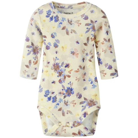 Name It Romper l/s - NbfFlora - Amandelmelk - Name It - 62 - Rompers Lange Mouw
