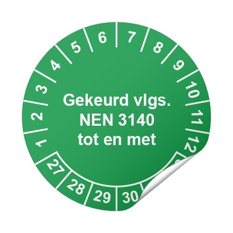 Keuringssticker NEN 3140 Ø 40 mm - 600 stuks (op rol)