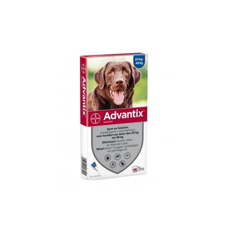 Advantix 400/2000 voor honden van 25 tot 40 kg 2 x 4 pipetten