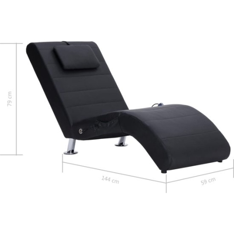 vidaXL-Massage-chaise-longue-met-kussen-kunstleer-zwart