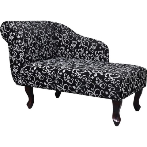 vidaXL-Chaise-longue-stof-zwart-en-wit