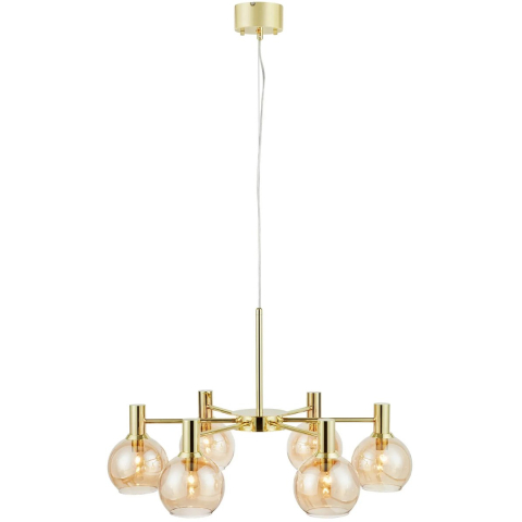 Ambra hanglamp, messing/amber, glas, Ø 75 cm Markslöjd - Woonkamer - Metaal - Meerdere lampen