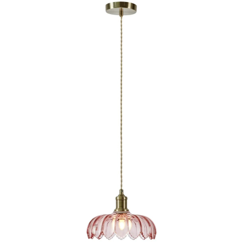Kurage hanglamp, oud messing/roze, glas, Ø 26 cm, E27 Markslöjd - Keuken - Met lampenkap