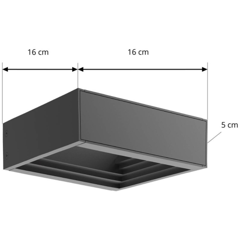 Ashkan LED wandlamp, antraciet, IP65 Lucande - Modern - Metaal - Hoekig