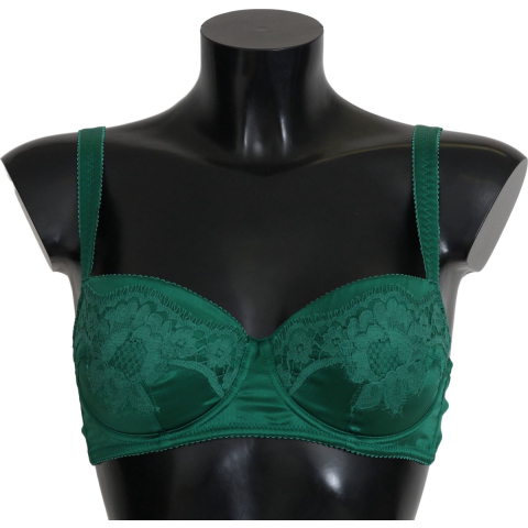 Dolce & Gabbana Groene Zijde Stretch Bloemen Kant Bh Ondergoed