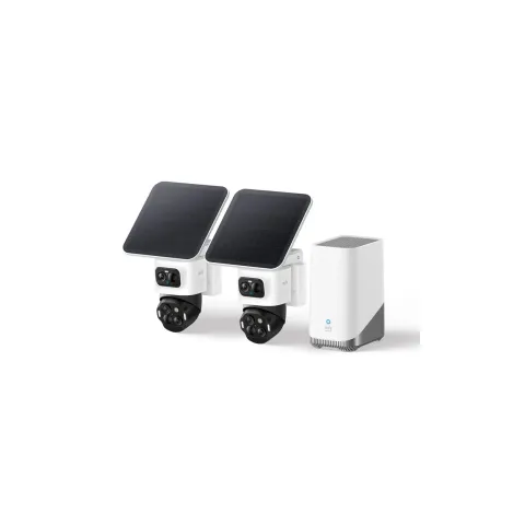 eufy Security eufyCam S4 2-Cam Kit – Draadloze 4K zonne-energie beveiligingscamera met driedubbele lens en PTZ-tracking