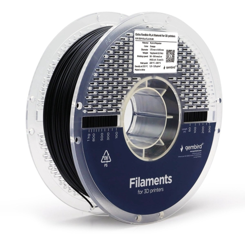Gembird 3DP-PLA-FL2-01-BK 3D-printmateriaal Polymelkzuur Zwart 1 kg