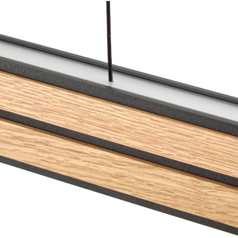 Lisene LED hanglamp, eiken/zwart, CCT, 117 cm Quitani - Eetkamer - Designer - Hout - Langwerpig