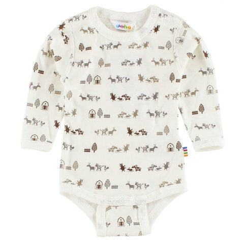 Joha Romper - l/s - Crème m. Dieren - Joha - 60 - Rompers Lange Mouw