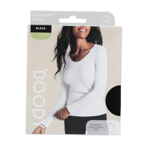 Boody Damestop Lange Mouw Zwart L