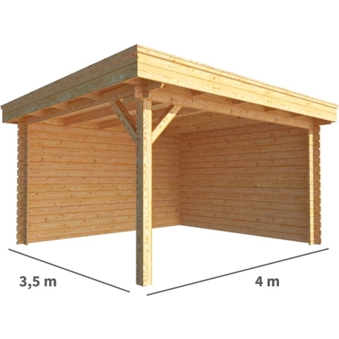 Overkapping Lisa-Daphne 400 cm bij 350 cm diep plat dak Warentuin Collection - Warentuin collection