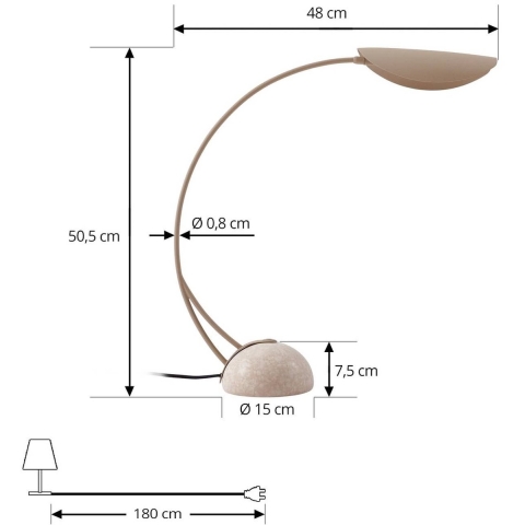Rivera tafellamp 51 cm steen G9 beige Lucande - Eetkamer - Modern - Metaal - 1 lamp
