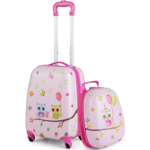 Coast 2-Delige Kinderkofferset - 360° Wielen - 33 x 22 x 41 cm - ABS - Roze