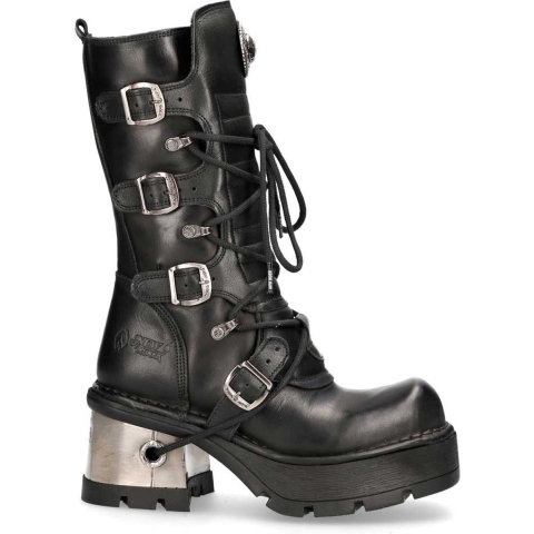 New Rock leren gothic halfhoge kuitlaarzen voor dames-373-S33