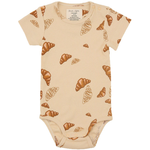 VACVAC Romper s/s - Rib - Kurt - BIG Croissant - Beige - VACVAC - 56/62 - Rompers Korte Mouw