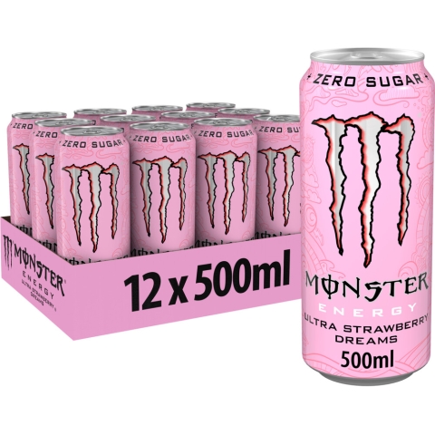 2x Monster Energy Ultra Zero Sugar Strawberry Dreams 12 x 500 ml