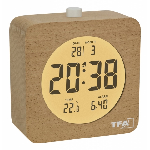 TFA Dostmann 60.2049.05 Wekker Kwarts Bruin, Beuken Alarmtijden 1 Groot display