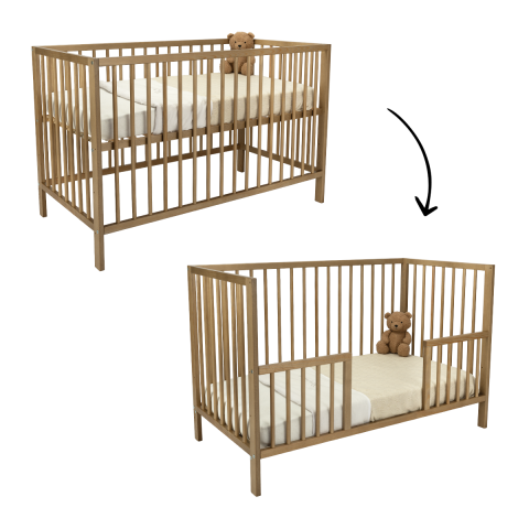 Meegroei Ledikant Colorfull Home Luca V2 Pure Walnut Wash 60x120
