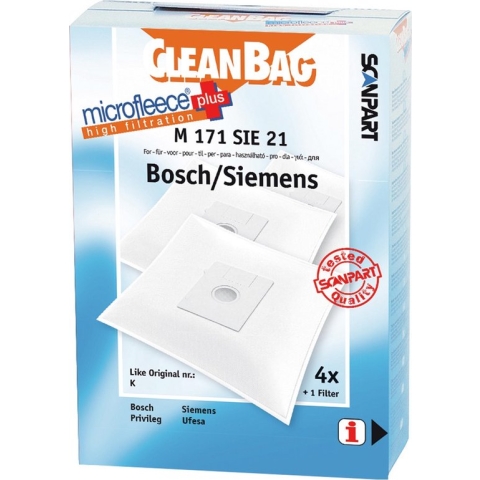 CleanBag stofzuigerzakken 4 stuks - Geschikt voor Bosch Arriva Siemens Smily - Type K - Inclusief 1 filter - BBZ41FK - VZ41AFK - Alternatief