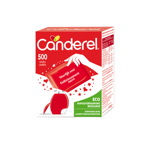 3x Canderel Rood Zoetjes Navulling 500 stuks