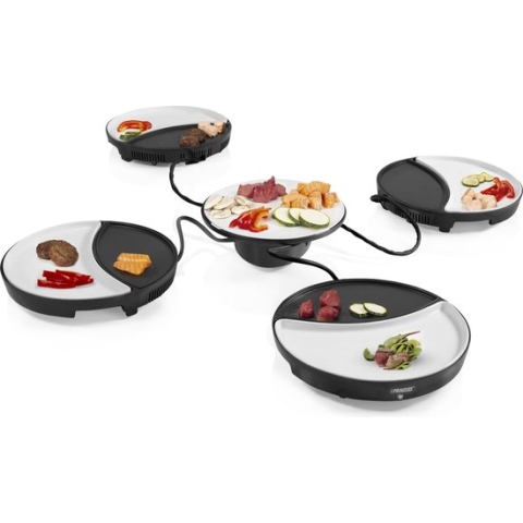 Princess Dinner4All 103080 - Gourmetstel - Grill & Bakplaat - Extra lang 2 meter snoer - 4 personen - Uitbreidingsset beschikbaar