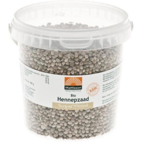 Mattisson Biologisch Hennepzaad Ongepeld - Hennepzaad bevat Omega 3, Eiwitten & Vezels - 400 gram