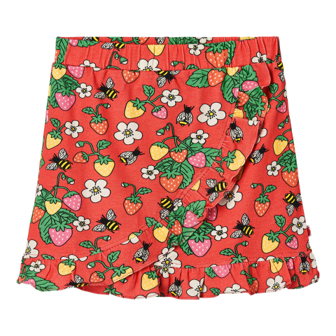 Småfolk Rok - Roze Perforeren m. Aardbei - Småfolk - 4-5 jaar (104-110) - Rokken