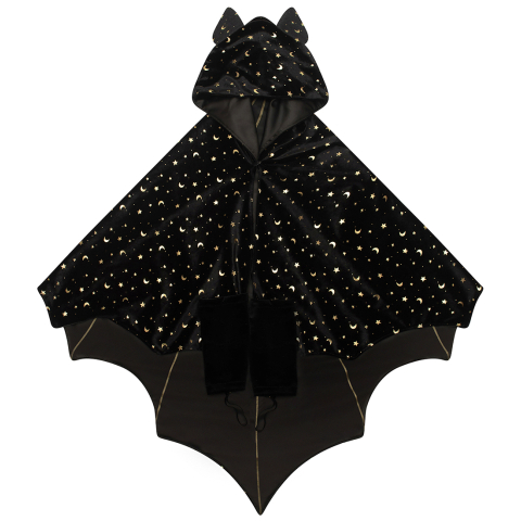 Mimi & Lula Kaap m. Muts - Black Vleermuis Halloween - Mimi & Lula - OneSize - Verkleedkleren
